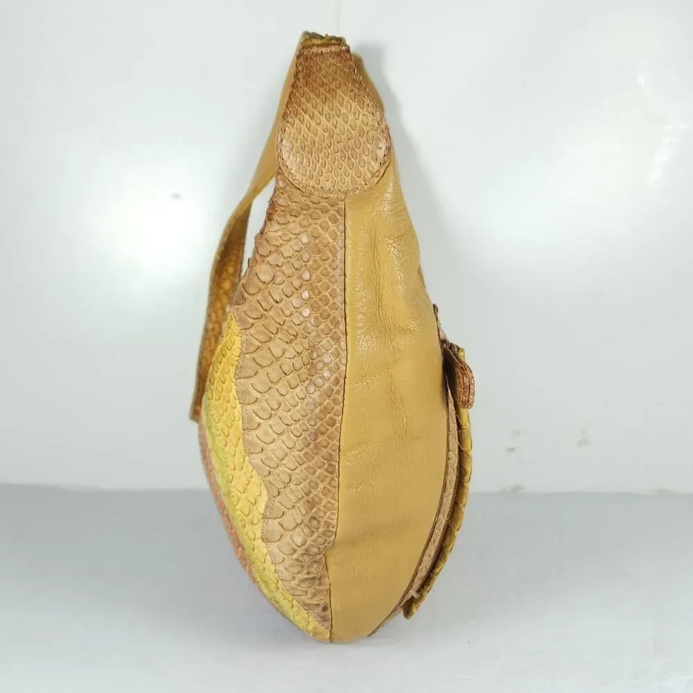 CARLOS FALCHI Fato A Mano Genuine Python Multicolor Hobo Bag Handbag
